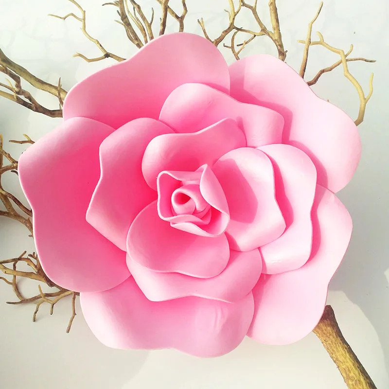 Szimulációs PE Hab Lapos Alsó Óriás Rózsa Virág Fal Esküvői Háttér DIY Fél Ál Virág Dekoráció Otthon Hamis Flore Fej