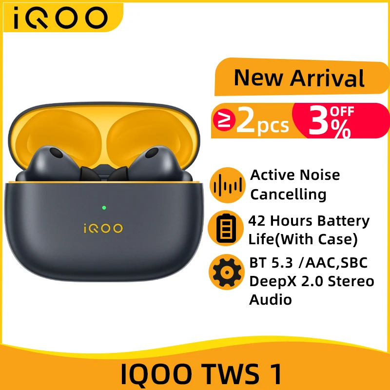 VIVO IQOO TWS 1 TWS Bluetooth Fülhallgató 5.3 49dB Aktív zajszűrő Igaz Vezeték nélküli Fülhallgató 42Hour üzemidő IQOO 11S
