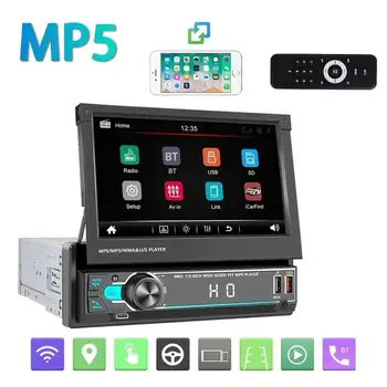 1 Din Autós Mp5 Lejátszó 7-es Kézi Behúzható érintőképernyő Bluetooth-kompatibilis, Tolatás, Videó Lejátszó