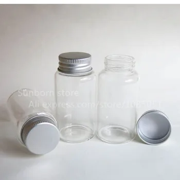 100 65ml Tiszta Üveg Alumínium Kupakkal Üres Poharat, Hordozható Tartályban Cső Üveg Üveg a Dió