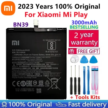 100% Eredeti Xiao Mi Eredeti Csere Akkumulátor BN39 A Xiaomi Mi Játszani Hiteles Akkumulátor 3000mAh Mobiltelefon Akkumulátorok