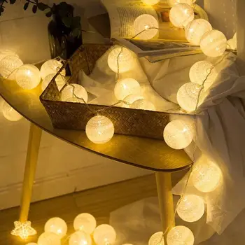 20 LED-es Pamut Labdát String Fények elemes Garland Tündér Utcai Lámpák Otthoni Esküvői Karácsonyi Party Kerti Dekorok