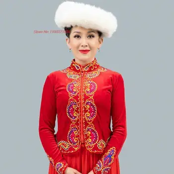 2023 nemzeti virág hímzéssel, kínai vintage bársony kabát női hagyományos sequin hanfu kabát keleti etnikai tang öltöny