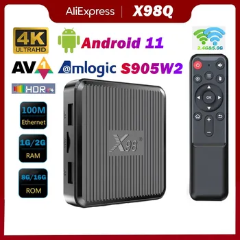 2023 X98Q Smart TV BOX Android 11 Amlogic S905W2 négymagos, 2,4 G 5G Kettős Wifi TV BOX 4K HD AV1 Media Player 2G 16G Set Top Box