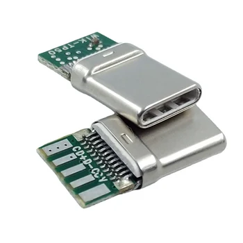 2db USB 3.1 C-Típusú PD 20W Csatlakozó 5Pin Férfi Aljzat Adapter kell Forrasztani a Drótot & Kábel Magas Jelenlegi Támogatási PCB-Testület