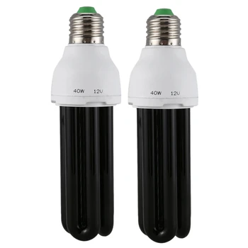 2X E27 40W UV Uv Fluoreszkáló Blacklight CFL Izzó Lámpa 220V Alakja:Egyenes Teljesítmény Feszültség:40W DC 12V
