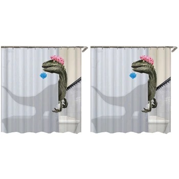 2X kellemes Fürdőzést Dinoszaurusz Nyomtatás zuhanyfüggöny Vízálló Fürdőszobában Zuhanyzó Függöny Kiegészítők Fürdő Függöny 180X180cm