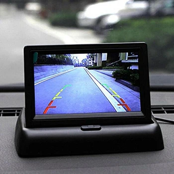 4.3 inch Autó Monitor TFT LCD Színes Képernyő Autó Visszapillantó Kamera 2-csatornás HD Autós Tolató Parkolás Monitor éjjellátó Kamera