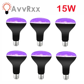 6 Db UV Lámpa 15W Tartós Fél lila fény hőálló Dekoratív 385-400nm Hullámhosszú UV Lámpa Dekoráció Fény