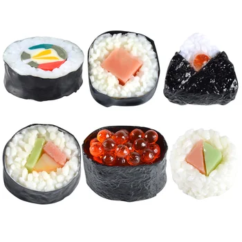 6db Mesterséges Sushi Minta Hamis Élelmiszer Szimuláció Rizs Rolls Modell Reális, Életszerű Sushi Modell