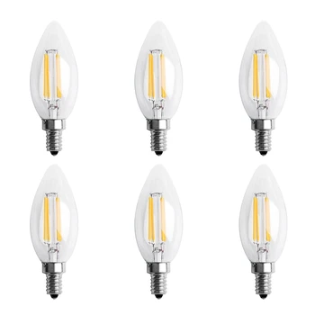 6X Szabályozható E12 4W COB Gyertya Lángja Végtelen LED Izzó, Lámpa, 10 X 3,5 Cm