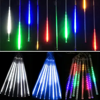 8 Csövek 200leds Napelemes LED Meteorzápor Fények, Ünnep String Fények, Vízálló Utcai Garland Kerti világítás Karácsonyi Dekoráció