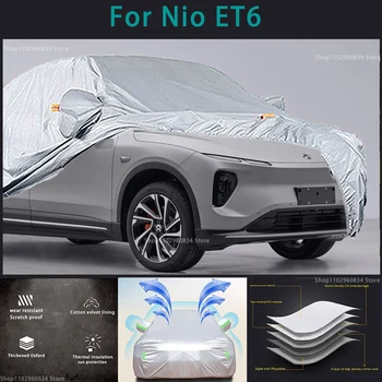 A Nio ET6 210T Teljes Autó üléshuzat Szabadtéri Nap uv-védelem Por Hó Védő Anti légy Vihar Auto védőburkolat