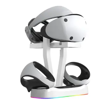 A PS VR2 Vezérlő töltőállomás Alap RGB Lámpa Mágneses Töltő Dokkoló Sony Playstation VR 2 Fülhallgató Display Állvány