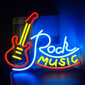 A Rock Zene neonok Gitár neonok Fali Dekor USB Led Művészeti Jeleket Hálószoba, Zene, Party Rock Stúdió Bár Disco Party Neon