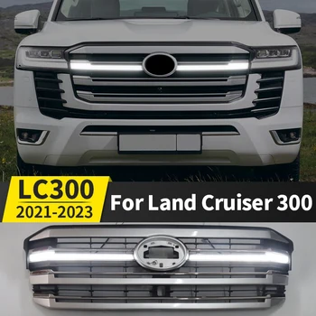 Alkalmazandó 2021-2023 Land Cruiser 300 Lc300 Hűtőmaszk Közepén Nettó Módosított LED Dinamikus Külső Kiegészítők Dekoráció