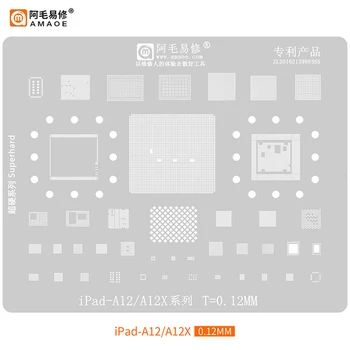 Amaoe BGA Reballing Stencil iPad Pro 2018 A12 A12X/2017 A9 A10X/Levegő 2020 A14-es CPU, RAM Nand Hatalom Audio IC Chip Tin Növény Nettó