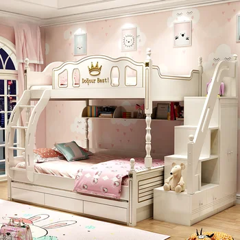 Amerikai Stílusú Gyermekek Számára Emeletes Ágy Tömör Fa Luxus Magas Gyermekek Ágy Helytakarékos Camas De Dormitorio Hálószoba Bútor