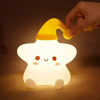 Aranyos Kis Csillag LED-es Éjszakai Fény, Éjjeli Lámpa Szilikon USB Újratölthető Touch Kapcsoló Lámpa Hálószoba Decor Gyerekek Születésnapi Ajándékok
