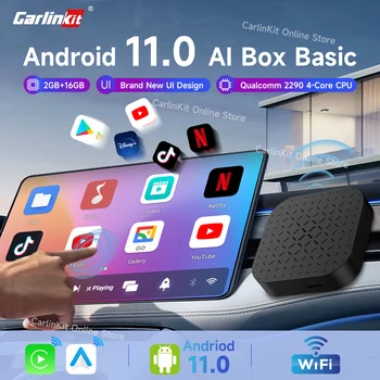Carlinkit Android 11 Tv Box Ai Doboz Alapvető Vezeték nélküli Android Automatikus Vezeték nélküli CarPlay Smart Box, Beépített Youtube Netfilx Play Store