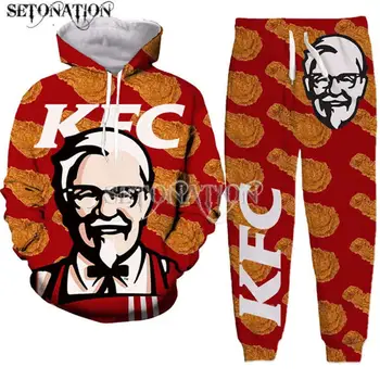 Csípő-Design-KFC-Nagyapa vicces férfiak nők az Új 3D-s nyomtatás Kiváló Minőségű alszik divat kapucnis felső kabát, nadrág, Tréningruha dropshipping