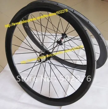 Csöves Kerékpár 50mm - a Teljes Szén-dioxid Út Bike700C kerék set Abroncs ( lyukak 20,24 ) FELNI + Beszélt + hub + fékbetét