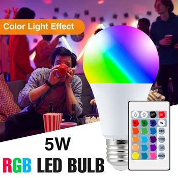 E27 LED fényszóró Izzó 85-265V LED 5W IR Távirányító Led Izzó 2835 SMD Szabályozható Mágikus Villanykörte RGBW Lámpa Otthoni Dekoráció