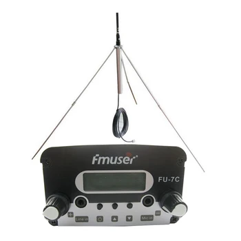 FMUSER FU-7C 7W Adás FM Rádió Adó + GP100 FM Antenna + Adapter + Coxal Kábel