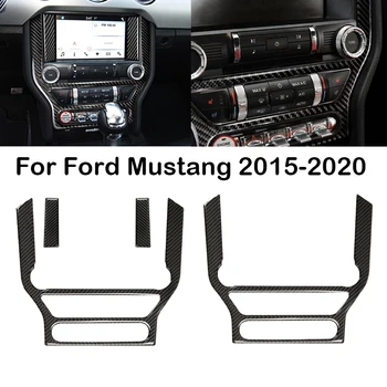 Ford Mustang 2015 2016 2017 2018-2020 Szénszálas Belső Dash CD Panel Dekor Fedezze Trim Multi-média Konzol Dekor Berendezés