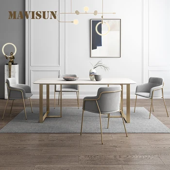Fény Luxus Poszt-modern Lappal Étkező Asztal, Szék Kombináció Téglalap alakú Haza a Kis olasz Minimalista Konyha Asztal