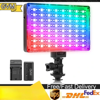 GVM RGB Video Fény APP Ellenőrzési 360 ° - Os Színes Led DSLR Fényképezőgép Fényt 3200K-5600K Újratölthető Led Video Lighting Panel