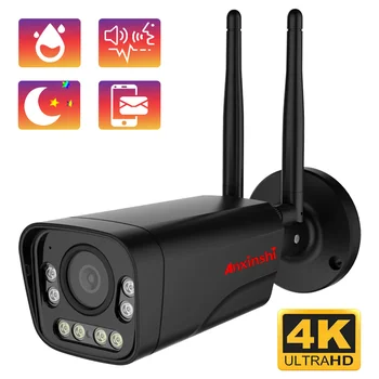 H. 264 / H. 265/MJPEG 4K 8MP-éjjellátó Színes, Vízálló Ai Okos Emberi Érzékelés Wifi IP Bullet Kamera ONVIF Kompatibilis