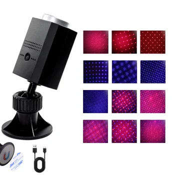 Hang Aktivált, USB Újratölthető Csillag Projektor Night Lights Több Mód Állítható Mágnes Csillagos Galaxy Lámpa Autó Szoba Dekoráció