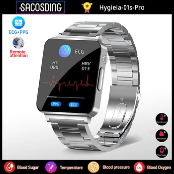 Hygieia-01s-Pro Invazív vércukorszint EKG+PPG Intelligens Karóra Férfi pulzusmérő Vér Oxigén Egészségügyi testhőmérséklet Smartwatch Nők