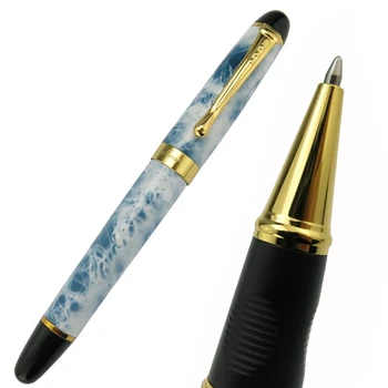 Jinhao X450 Fém Kék Márvány Hordó Arany Szegéllyel Roller Ball Pen Újratölthető Professzionális Irodai Papíráru Írás Tartozék
