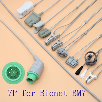 Kompatibilis 7pin Bionet BM7 Spo2 érzékelő kábel felnőtt/gyermek/gyermek/Csecsemő/állat-egészségügyi,Ujj/Fül/Láb/Homlokán Szonda kábellel.