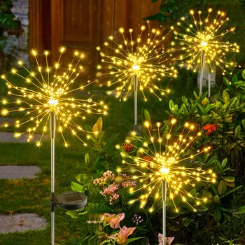 LED Solar Tűzijáték Lámpák Kültéri Vízálló Pitypang Lámpa Csillagos Réz Drót fényfüzér a Kert Kerti Táj Dekoráció