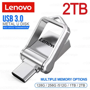 Lenovo 2TB 1 tb-os USB Flash Meghajtó USB 3.0 Fém Pendrive C-Típusú Nagy Sebességű Pendrive Vízálló, Hordozható USB-Ingyenes szállítás