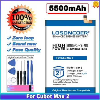 LOSONCOER Nagy Kapacitású Akkumulátor 5500mAh Akkumulátor Cubot Max 2 akku + ingyenes Eszközök