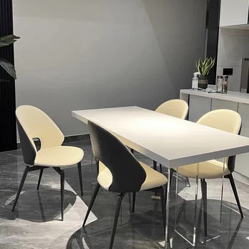 Luxus Design Étkező Asztal Japán Fehér Ipari Modern Étkező Asztal, Téglalap Minimalista Esstisch Nappali Bútorok