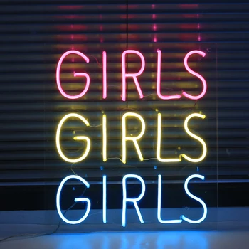 Lányok, lányok, LÁNYOK Egyéni Neon Fény Vízálló Flex Led LED Jelek Esküvői Szülinapi Parti Étterem Dekoráció