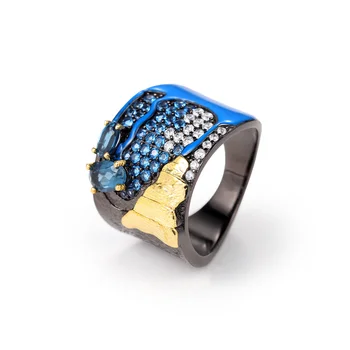 márka valódi Luxus valódi drágakövek Kék Természetes Topáz Kő Kis Négyzet alakú Gyűrű, Tervezési Értelemben, 925 Sterling Ezüst Színes Kincs H