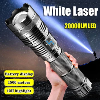 Nagy teljesítményű LED-es Zseblámpa Szuper Fényes Reflektorfénybe Hosszú távú Nagyítható Sürgősségi Fáklya Szabadtéri Taktikai Zseblámpa Teljesítmény Kijelző
