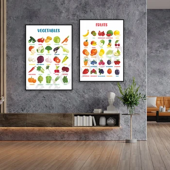 Oktatási Ujjlenyomat - Zöldség-Gyümölcs - Oktatási Plakátok Szivárvány Színű - Learning Ujjlenyomat - Osztályteremben Plakátok