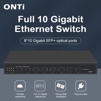 ONTi 8 * 10G SFP+ Kapcsoló Nem menedzselhető Asztali Ethernet Hálózati Kapcsoló, valamint L3 Sikerült 8 *1G/2.5 G/10G SFP Port Kapcsoló