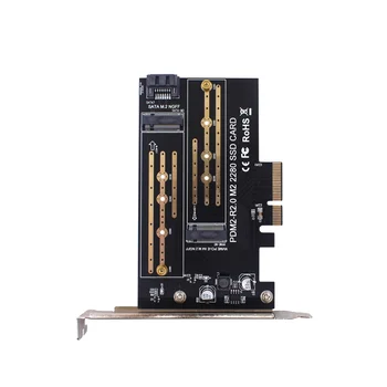 PCIE Adapter Fórumon Kettős M. 2 NVME, hogy Pcie 4X M2-es SSD Adapter B/M-Key Támogatja a PCI Express 3.0 2230-2280 Merevlemezek
