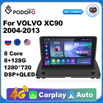 Podofo Autó Android Carplay Rádió Multimédia Lejátszó VOLVO XC90 2004-2013 2 Din Autoradio Videó AI Hang GPS Navi 4G WiFi