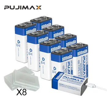 PUJIMAX 9V 800mAh Akkumulátor 6F22 C-Típusú USB-s Li-ion vagy Lítium Akkumulátorok Játék Multiméter Mikrofon, Távvezérlő KTV