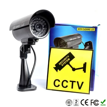 Smarsecur Kamu Kamera Dummy Vízálló Biztonsági CCTV Megfigyelő Kamera, Villogó Piros Led Kültéri Beltéri