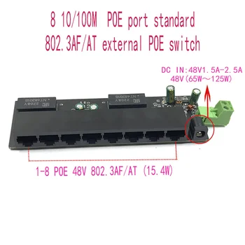 Standard protokoll 802.3 AF/A 48V POE KI/48V poe switch, 100 mbps POE poort;100 mbps-ig Link poort; poe működő kapcsoló NVR
